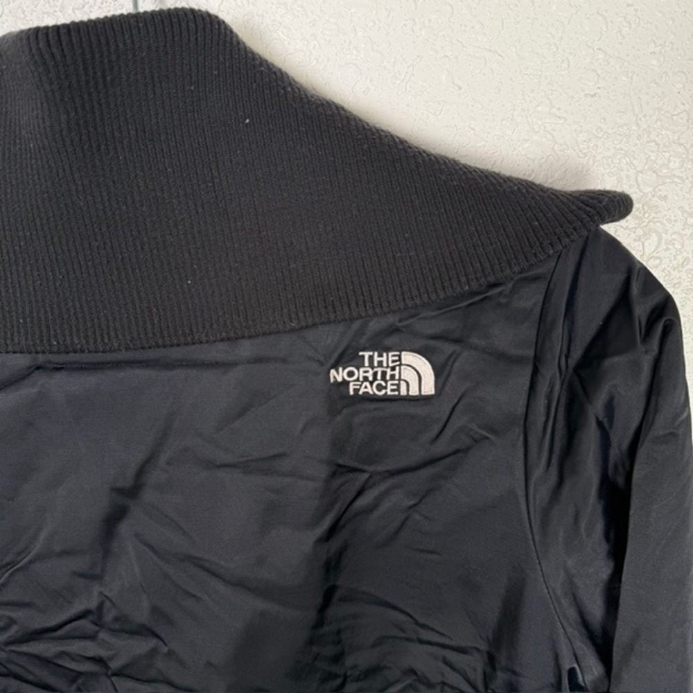 The North Face Vintage Satin Bomber Jacket Rib Knit Collar Black Small - Picture 7 of 15